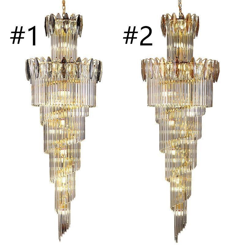 Crystal Pendant Light Duplex Tapered Decorative Ceiling Light 70cm