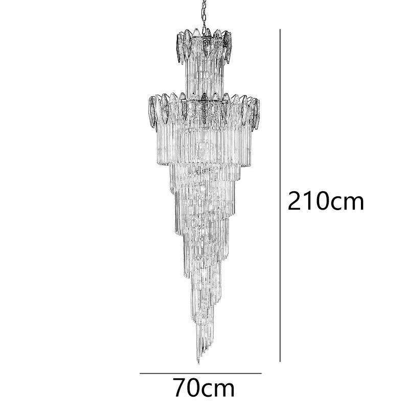 Crystal Pendant Light Duplex Tapered Decorative Ceiling Light 70cm