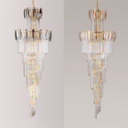 Crystal Pendant Light Duplex Tapered Decorative Ceiling Light 70cm