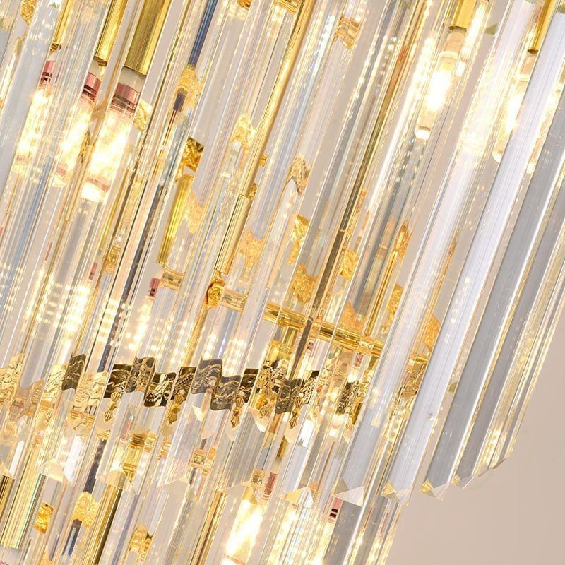 Crystal Pendant Light Duplex Tapered Decorative Ceiling Light 70cm