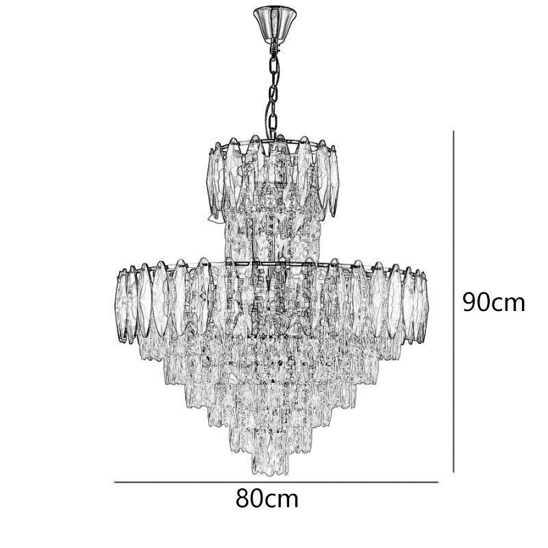 Tapered Crystal Pendant Light Duplex Decorative Ceiling Light 80cm