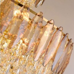 Tapered Crystal Pendant Light Duplex Decorative Ceiling Light 80cm