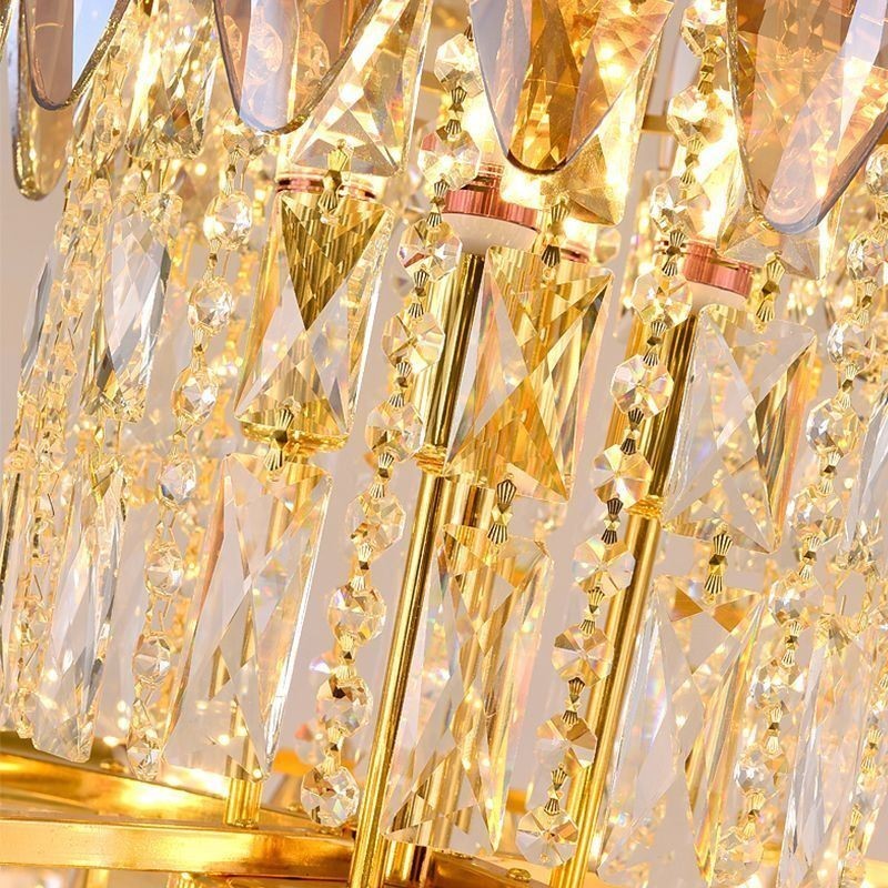 Tapered Crystal Pendant Light Duplex Decorative Ceiling Light 80cm