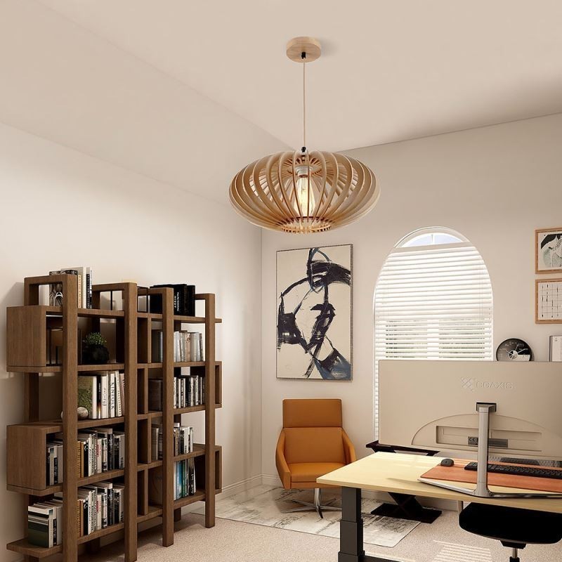 Log Basswood Ceiling Light 17cm Oval Wooden Lampshade