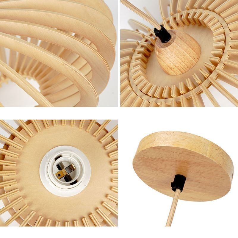 Log Basswood Ceiling Light 17cm Oval Wooden Lampshade