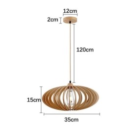 Log Basswood Ceiling Light 17cm Oval Wooden Lampshade