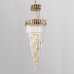 Gold Crystal Pendant Light Electroplated Gold Phoenix Tail Lampshade Ceiling Light