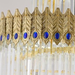 Gold Crystal Pendant Light Electroplated Gold Phoenix Tail Lampshade Ceiling Light