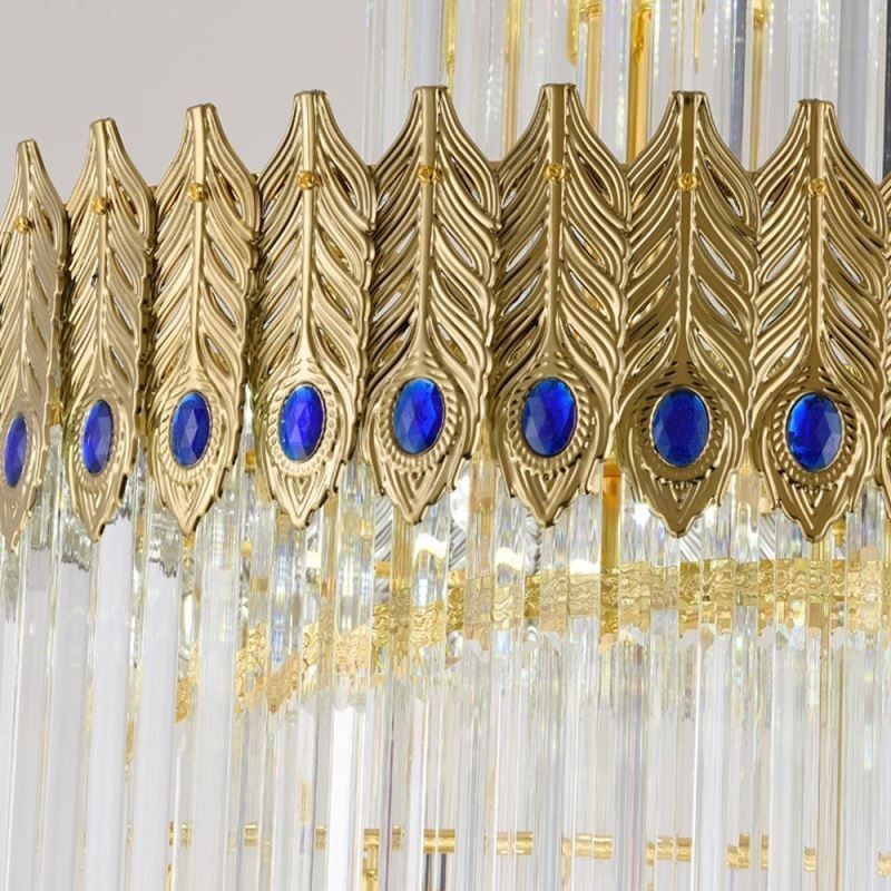 Gold Crystal Pendant Light Electroplated Gold Phoenix Tail Lampshade Ceiling Light