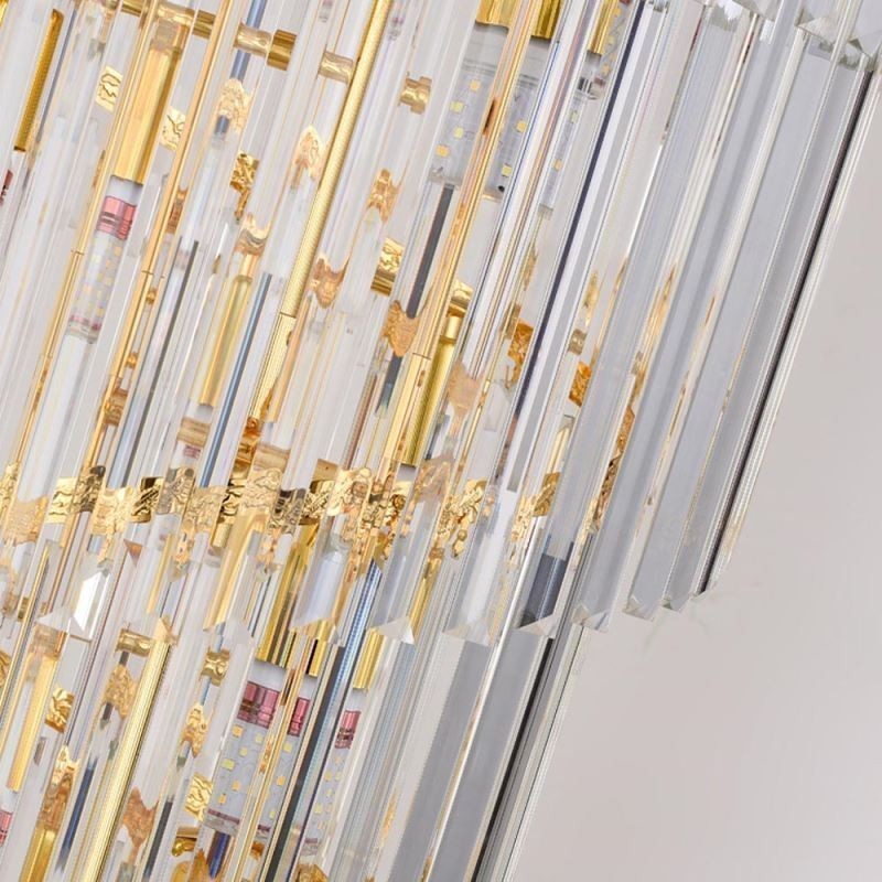 Gold Crystal Pendant Light Electroplated Gold Phoenix Tail Lampshade Ceiling Light