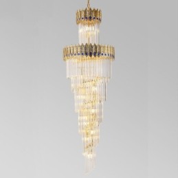 Gold Crystal Pendant Light Electroplated Gold Phoenix Tail Lampshade Ceiling Light