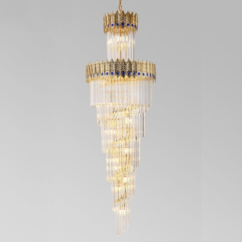 Gold Crystal Pendant Light Electroplated Gold Phoenix Tail Lampshade Ceiling Light