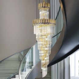 Gold Crystal Pendant Light Electroplated Gold Phoenix Tail Lampshade Ceiling Light