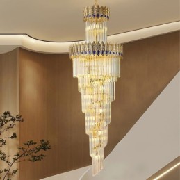 Gold Crystal Pendant Light Electroplated Gold Phoenix Tail Lampshade Ceiling Light