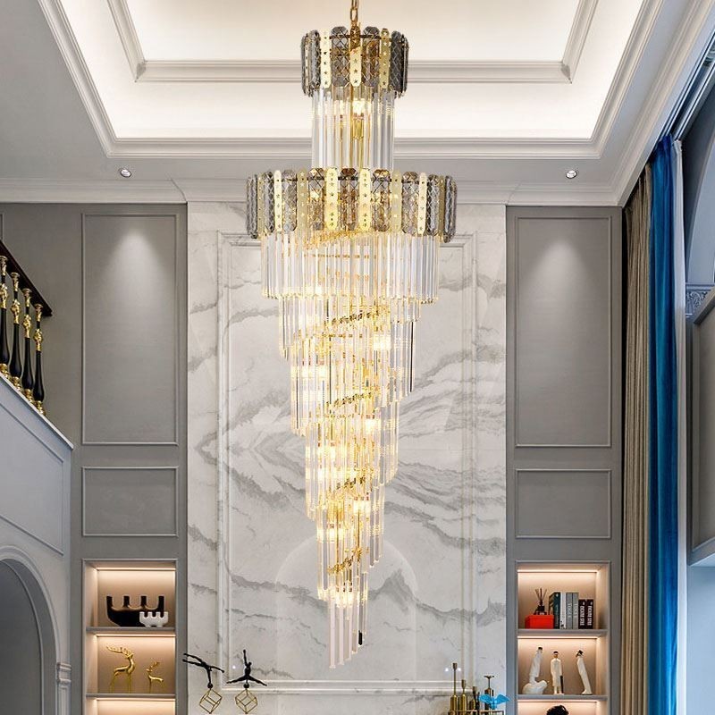 Gold Crystal Pendant Light Luxurious Decrative Ceiling Light φ60*H180cm