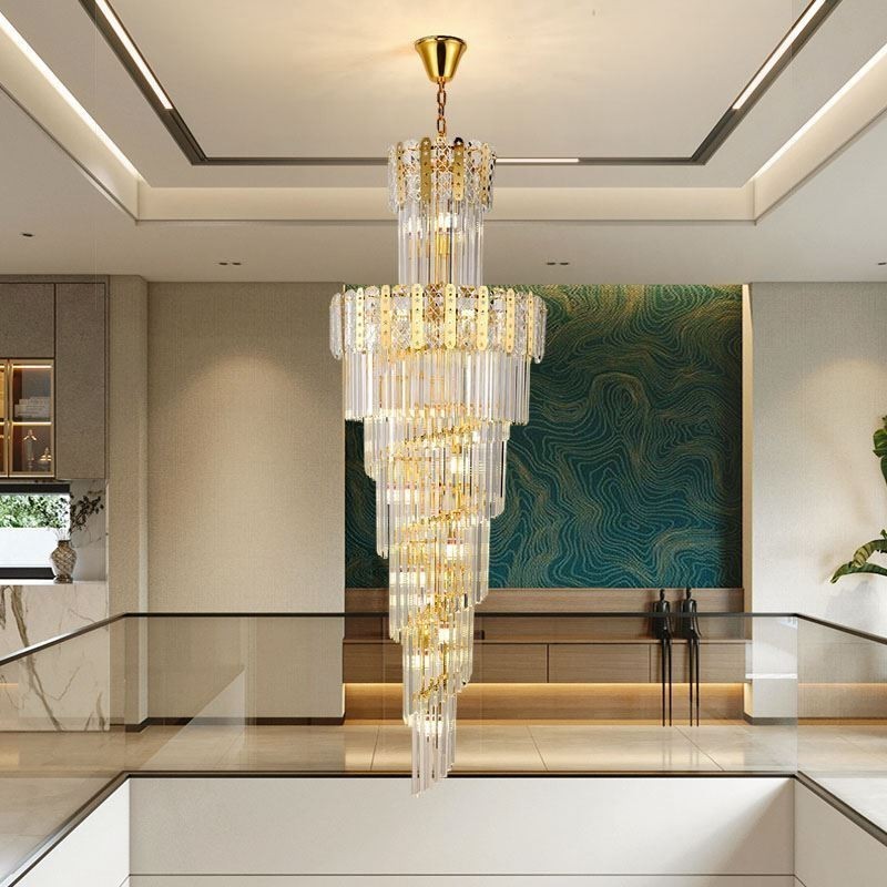 Gold Crystal Pendant Light Luxurious Decrative Ceiling Light φ60*H180cm