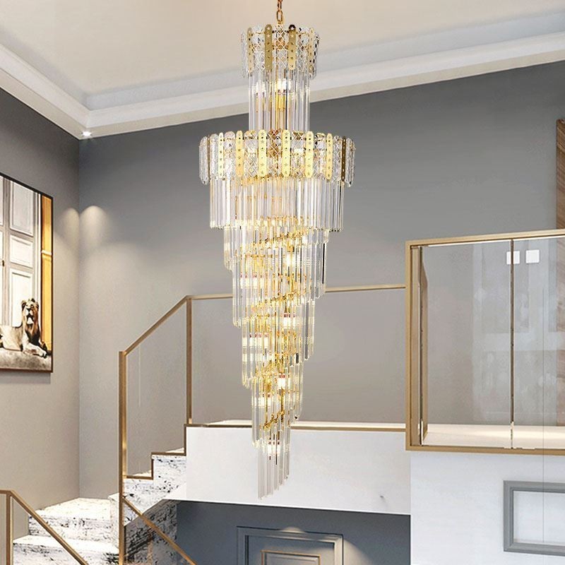 Gold Crystal Pendant Light Luxurious Decrative Ceiling Light φ60*H180cm