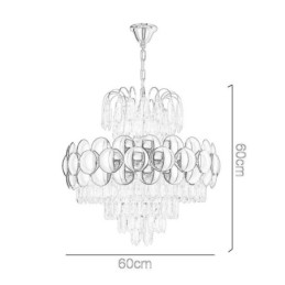 Crystal Pendant Light Electroplated Gold Luxury Decrative Ceiling Light 60cm