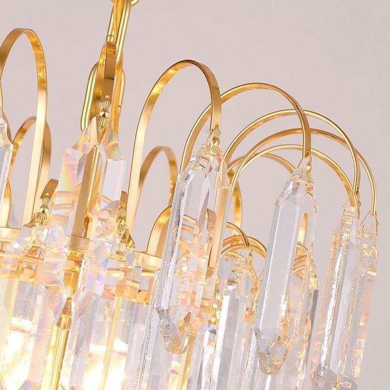 Crystal Pendant Light Electroplated Gold Luxury Decrative Ceiling Light 60cm
