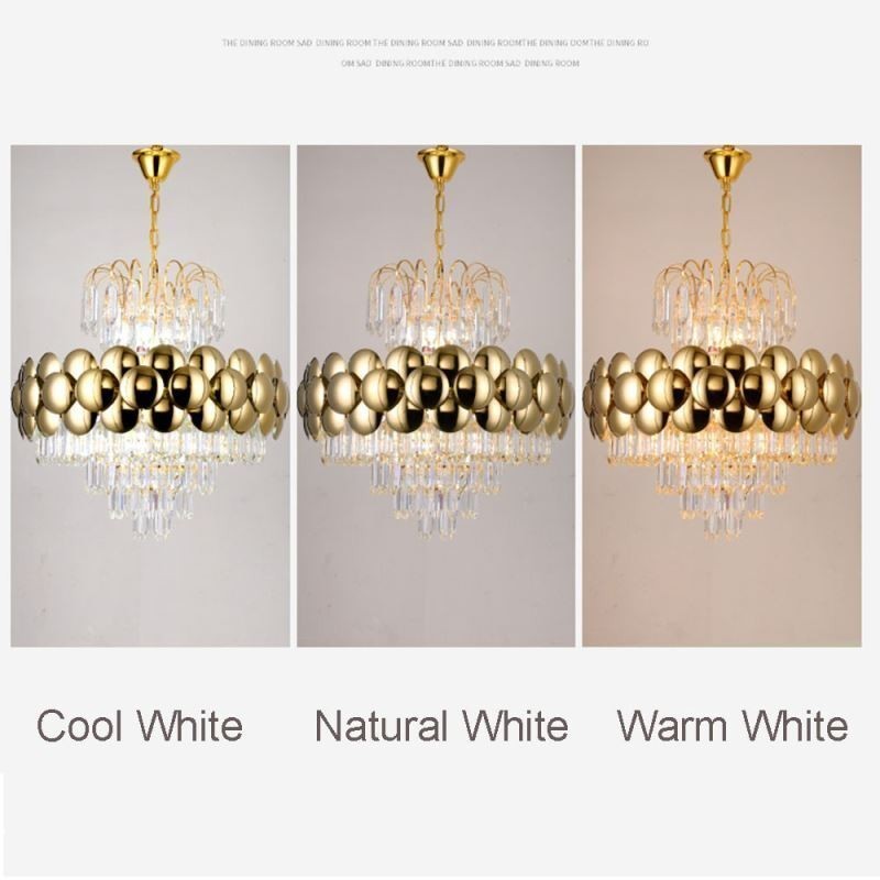 Crystal Pendant Light Electroplated Gold Luxury Decrative Ceiling Light 60cm