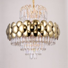 Crystal Pendant Light Electroplated Gold Luxury Decrative Ceiling Light 60cm