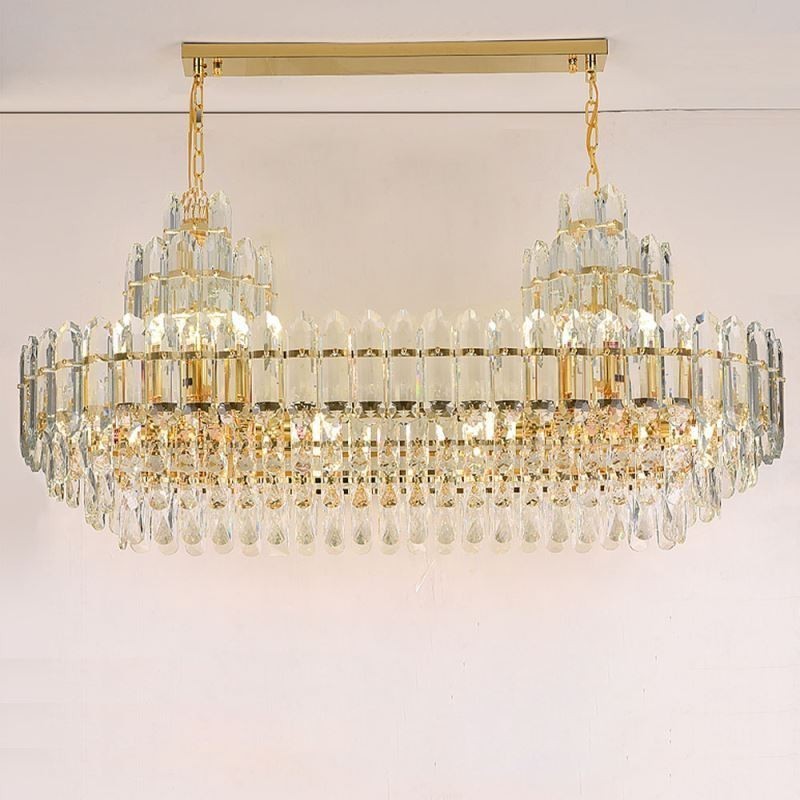 Crystal Pendant Light Rectangular Luxury Decrative Ceiling Light 100cm