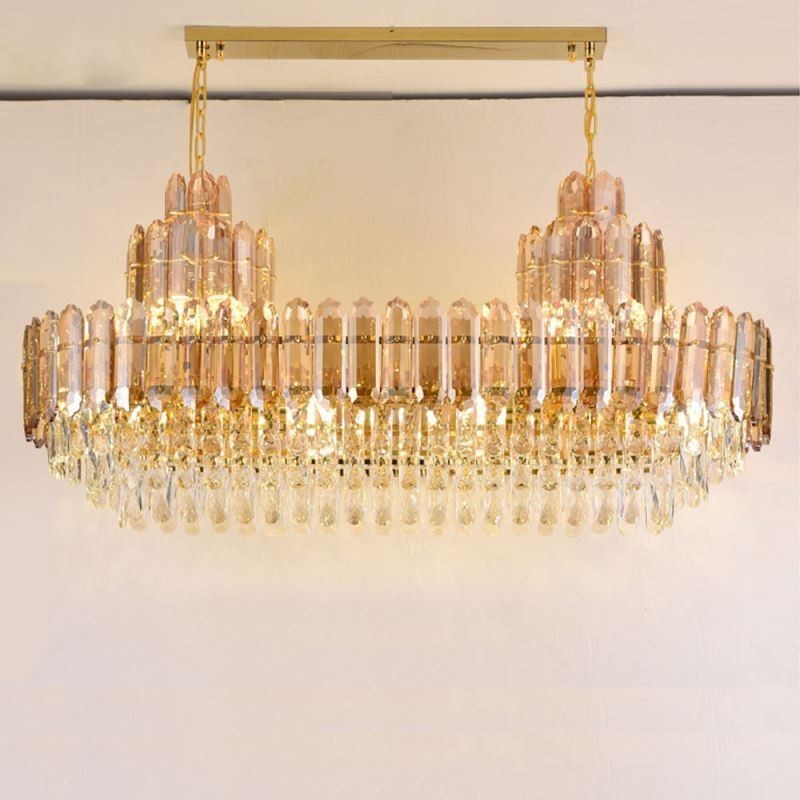 Crystal Pendant Light Rectangular Luxury Decrative Ceiling Light 100cm