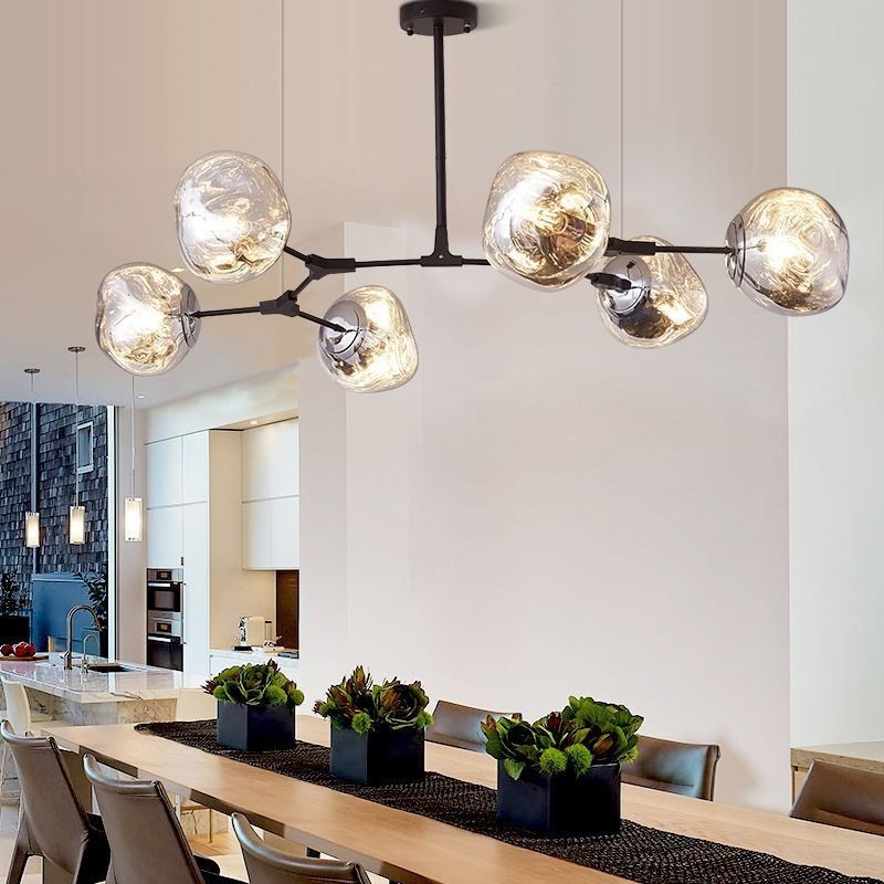 Nordic Ceiling Lamp Modern Electroplated Stained Glass Lampshade Pendant Light