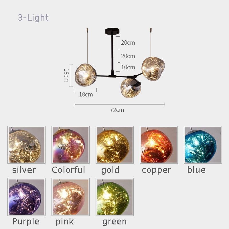 Nordic Ceiling Lamp Modern Electroplated Stained Glass Lampshade Pendant Light