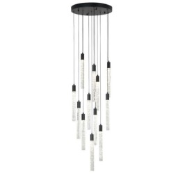 Pendant Light Black Crystal Column Cluster Ceiling Light