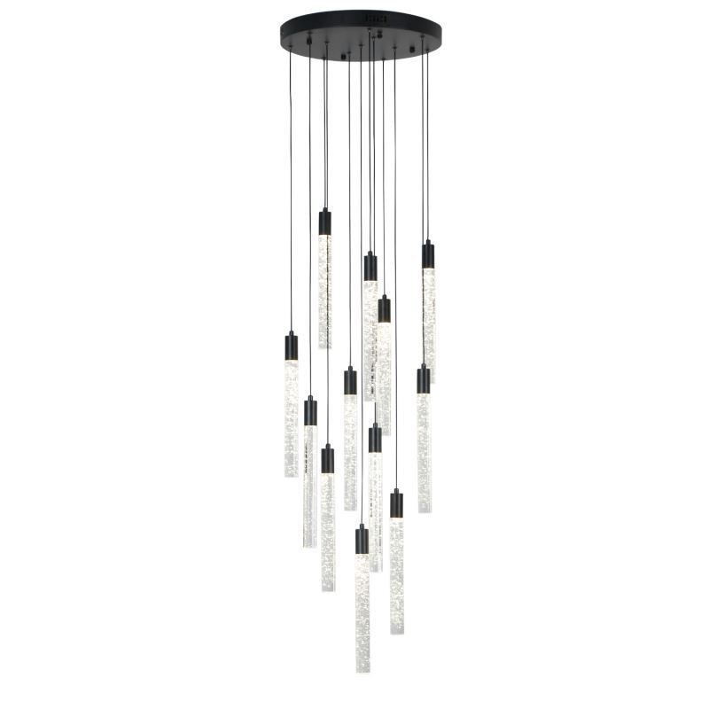 Pendant Light Black Crystal Column Cluster Ceiling Light