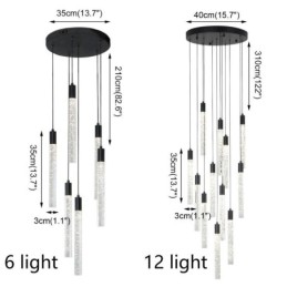 Pendant Light Black Crystal Column Cluster Ceiling Light