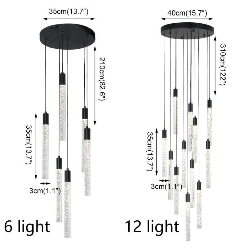 Pendant Light Black Crystal Column Cluster Ceiling Light