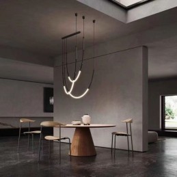 Pendant Light Creative Line Bamboo Ceiling Light Black Gold