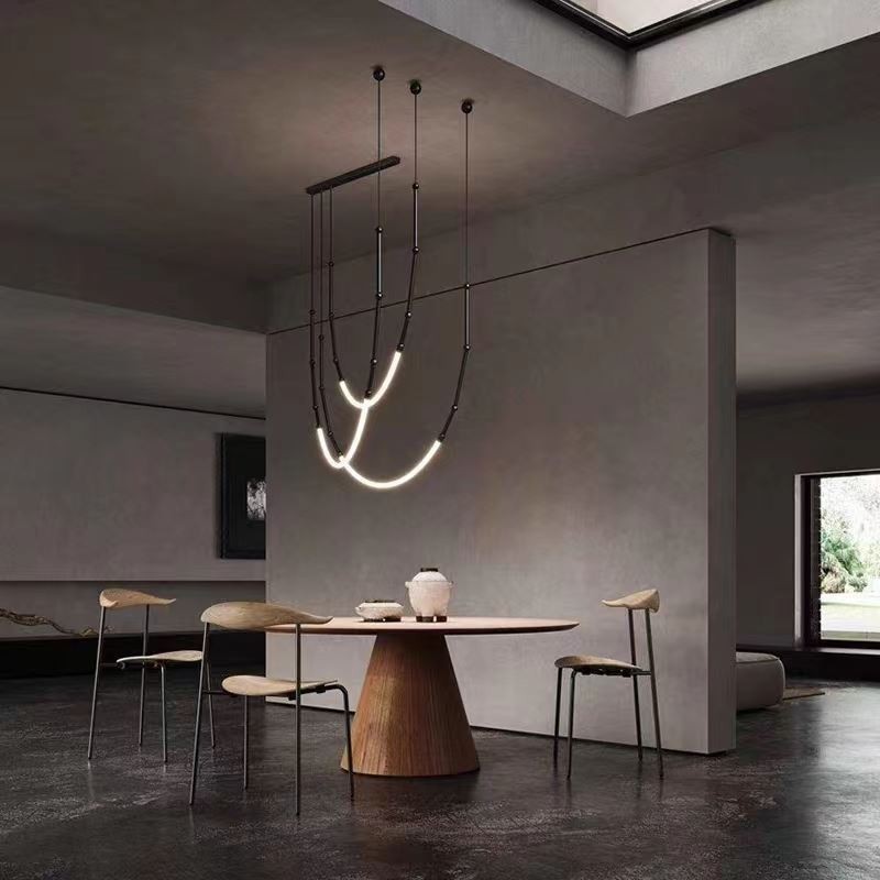 Pendant Light Creative Line Bamboo Ceiling Light Black Gold