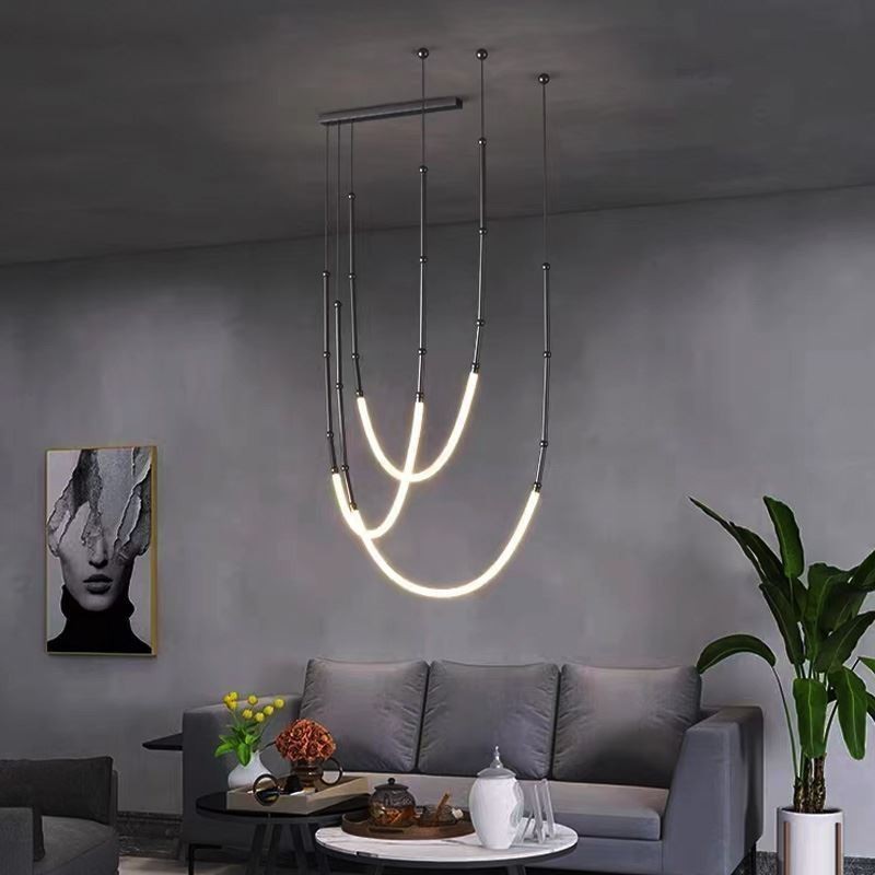 Pendant Light Creative Line Bamboo Ceiling Light Black Gold