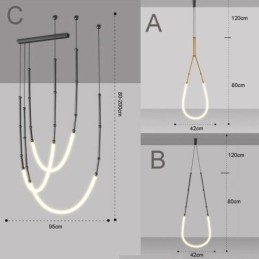 Pendant Light Creative Line Bamboo Ceiling Light Black Gold