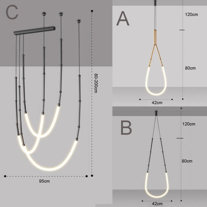 Pendant Light Creative Line Bamboo Ceiling Light Black Gold