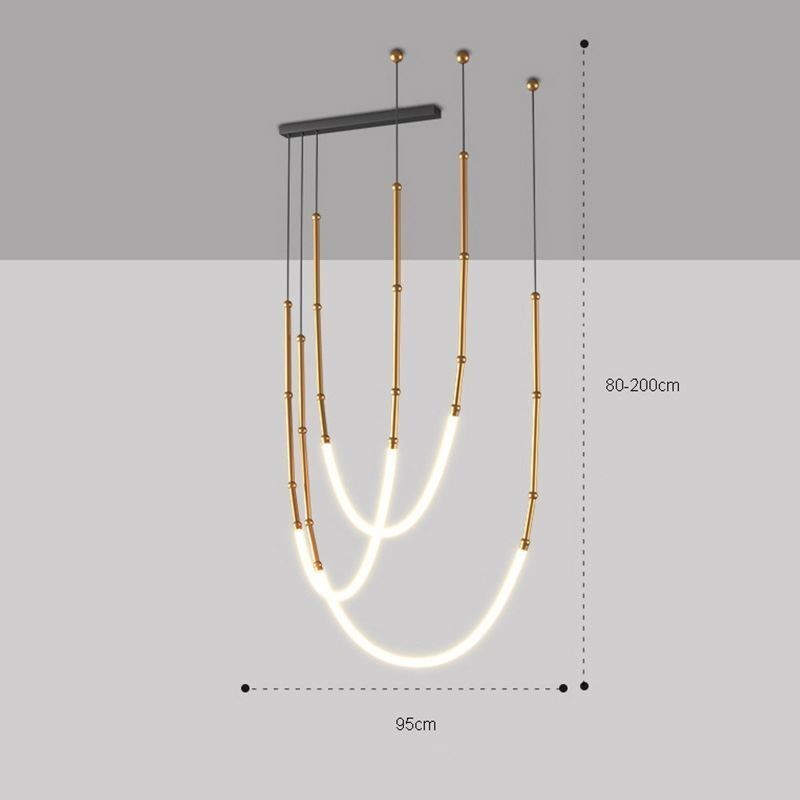 Pendant Light Creative Line Bamboo Ceiling Light Black Gold
