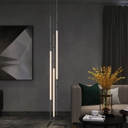 Ceiling Light Creative Line Bamboo Hanging Light Black Gold