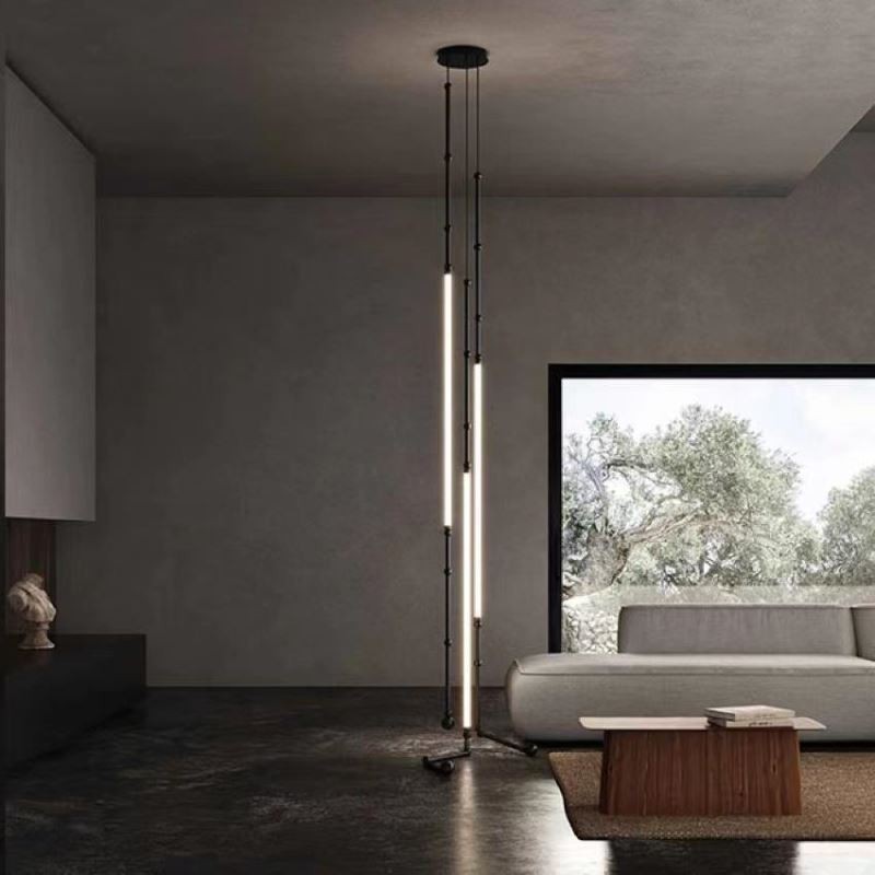 Ceiling Light Creative Line Bamboo Hanging Light Black Gold