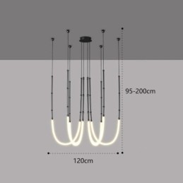 Ceiling Light Creative Line Bamboo Hanging Light Black Gold