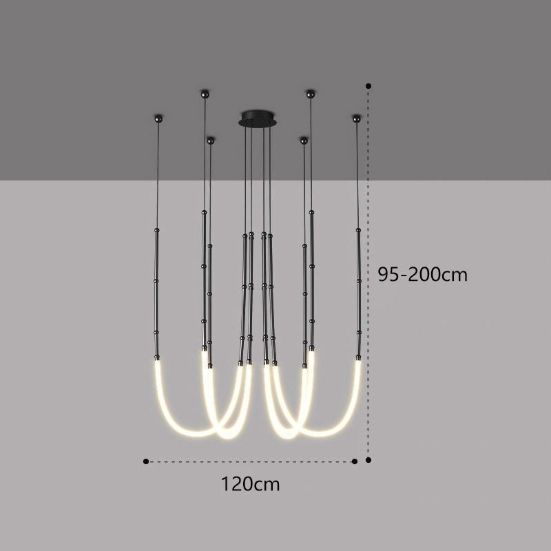 Ceiling Light Creative Line Bamboo Hanging Light Black Gold