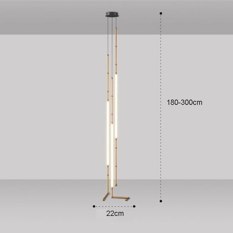 Ceiling Light Creative Line Bamboo Hanging Light Black Gold