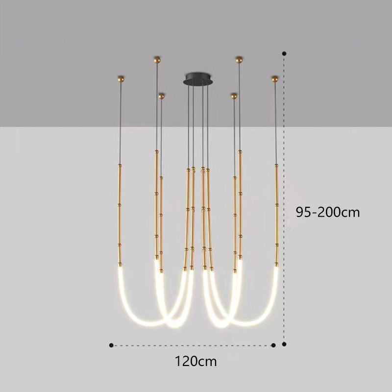 Ceiling Light Creative Line Bamboo Hanging Light Black Gold