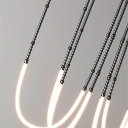 Ceiling Light Creative Line Bamboo Hanging Light Black Gold