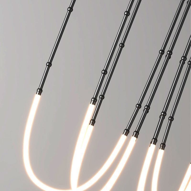 Ceiling Light Creative Line Bamboo Hanging Light Black Gold