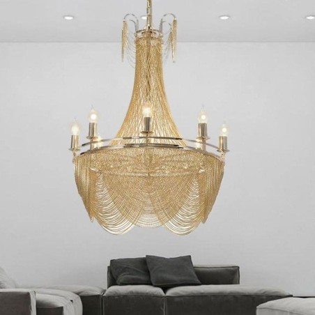 Aluminum Chain Pendant Light Creative Light Luxury Tassel Decorative Light Gold Silver