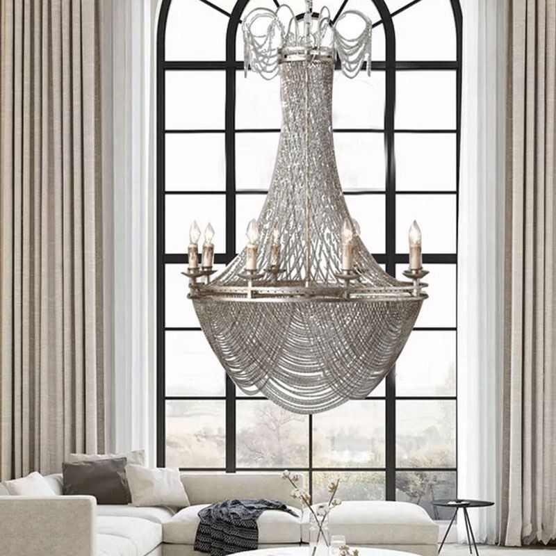 Aluminum Chain Pendant Light Creative Light Luxury Tassel Decorative Light Gold Silver