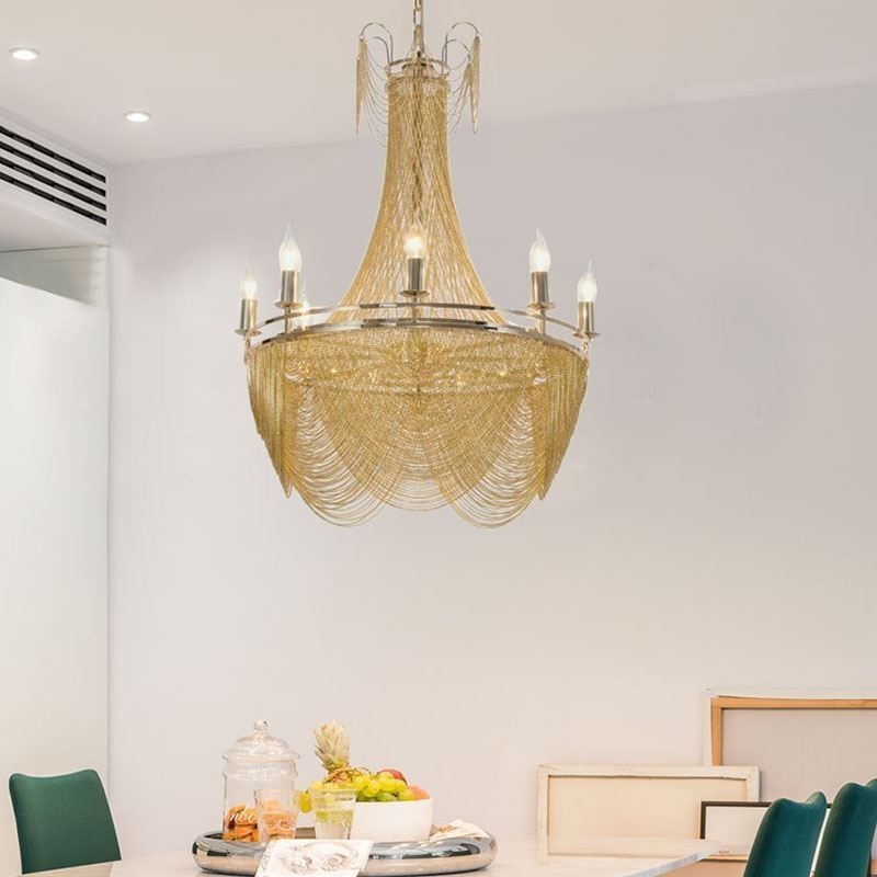 Aluminum Chain Pendant Light Creative Light Luxury Tassel Decorative Light Gold Silver